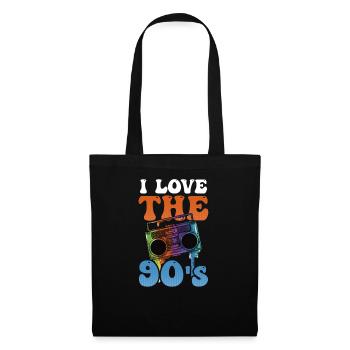 J’aime les années 90 J’aime le lecteur de cassette des années 90 - Sac en tissu - noir - Devant