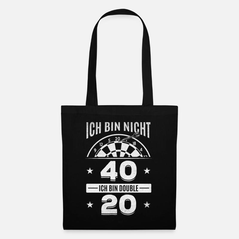 Ich bin nicht 40 Ich bin double 20 - Dart Spieler - Stoffbeutel - Schwarz