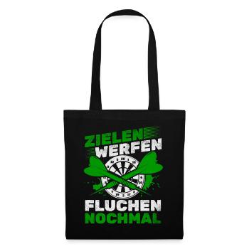 Zielen Werfen Fluchen Nochmal Darts Dartspiel Dart - Stoffbeutel - Schwarz - Vorne