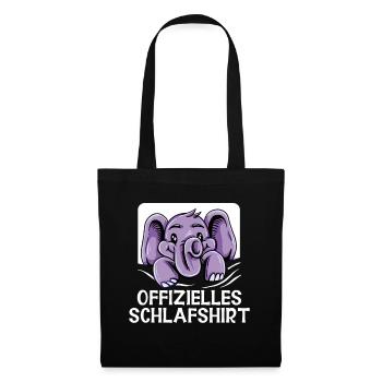 Elefant Tshirt für Elefanten Elephant Kinder Zoo - Stoffbeutel - Schwarz - Vorne