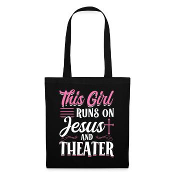 Dieses Mädchen Lebt Von Jesus Und Theater - Stoffbeutel - Schwarz - Vorne