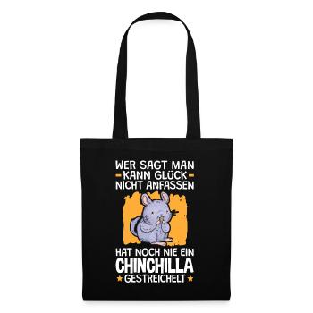 Chinchilla streicheln Wollmaus Nagetier - Stoffbeutel - Schwarz - Vorne