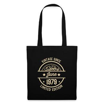 Geburtstag Vintage seit Juni 1979 - Stoffbeutel - Schwarz - Vorne