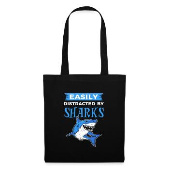 Easily Distracted By Sharks Shark Fish - Stoffbeutel - Schwarz - Vorne