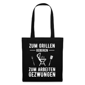 Grillen Grill Grillsaison - Stoffbeutel - Schwarz - Vorne