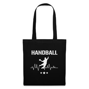 Handball EKG Herzschlag Puls Sprungwurf - Stoffbeutel - Schwarz - Vorne