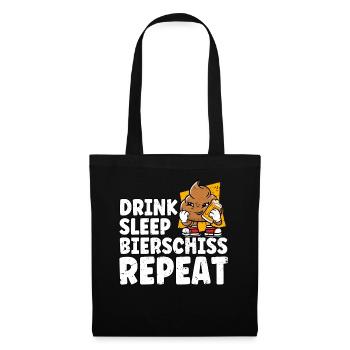 Drink Sleep Bierschiss Repeat Bier - Stoffbeutel - Schwarz - Vorne