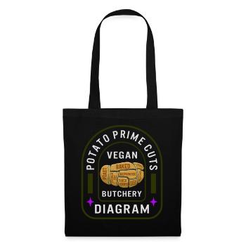 Kartoffel-Gemüse-Shirt, Kartoffel-Prime-Schnitte vegan - Stoffbeutel - Schwarz - Vorne