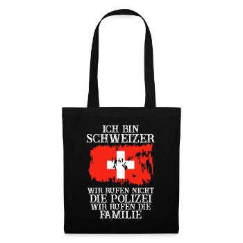 Schweiz Schweizer - Stoffbeutel - Schwarz - Vorne