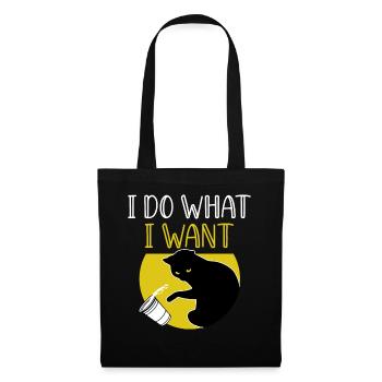 Je fais ce que je veux - Funny Cat - Sac en tissu - noir - Devant