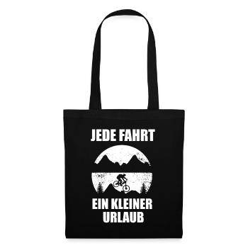 Jede Fahrt Ein Kleiner Urlaub Fahrrad Radfahrer - Stoffbeutel - Schwarz - Vorne