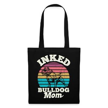 Bulldog Mama Tätowiert Old English Bulldog Mom Tat - Stoffbeutel - Schwarz - Vorne