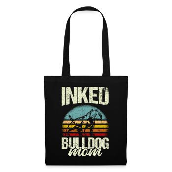 Bulldog Mama Tätowiert Old English Bulldog Mom Tat - Stoffbeutel - Schwarz - Vorne