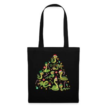 Snake Serpent Christmas Tree - Stoffbeutel - Schwarz - Vorne