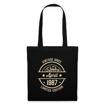 Geburtstag Vintage seit April 1987 - Stoffbeutel - Schwarz - Vorne
