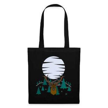 Bois de lune de cerf avec bois de cerf - Sac en tissu - noir - Devant