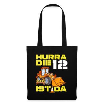 Excavator 12th Birthday Excavator Driver Boy Gift - Tote Bag - black - Front