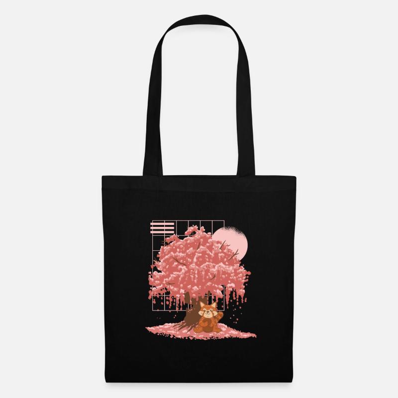 Red Panda Japanese Cherry Blossom Tree - Tote Bag - black