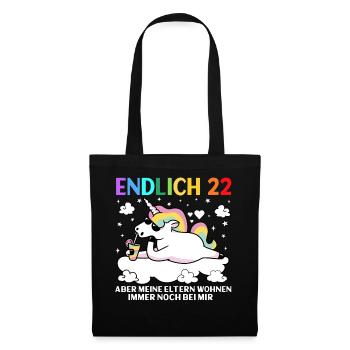 Endlich 22 Meine Eltern Wohnen Immer Noch Bei Mir - Stoffbeutel - Schwarz - Vorne