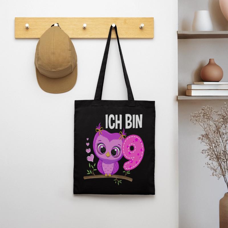 Ich Bin 9 Eule 9. Geburtstag Eulen Mädchen Stoffbeutel