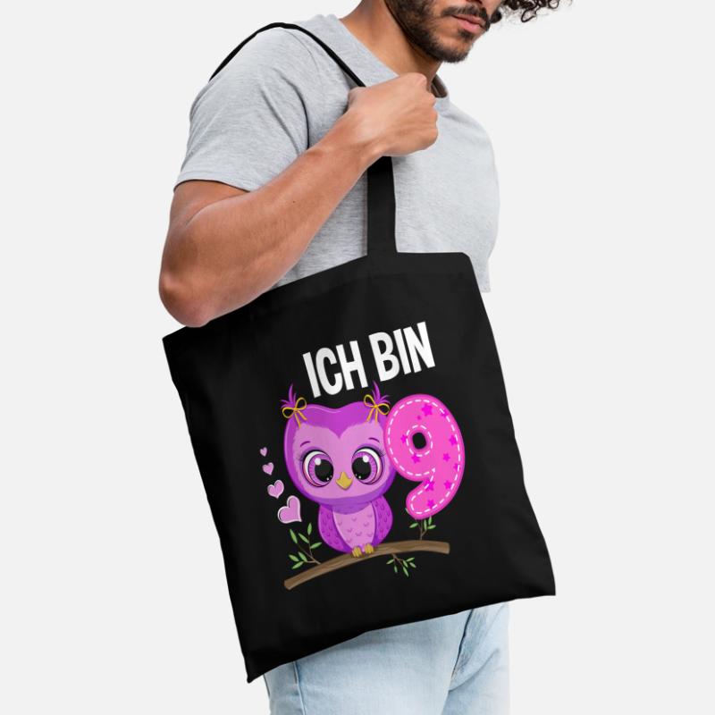 Ich Bin 9 Eule 9. Geburtstag Eulen Mädchen Stoffbeutel
