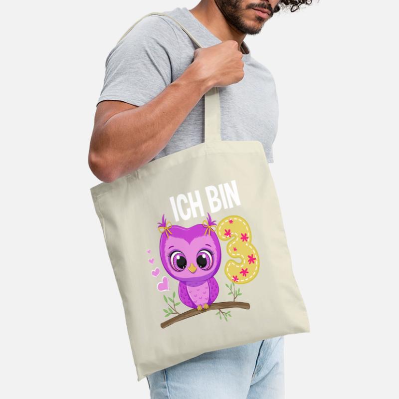 Ich Bin 3 Eule 3. Geburtstag Eulen Mädchen Stoffbeutel