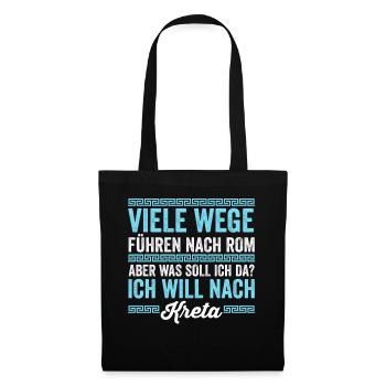 Ich will nach Kreta - Stoffbeutel - Schwarz - Vorne