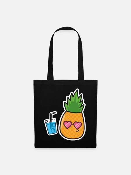 Ananas Urlaub Sommerzeit - Stoffbeutel - Schwarz