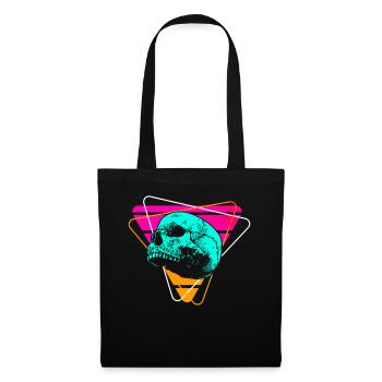 Crâne Vaporwave coloré - Sac en tissu - noir - Devant
