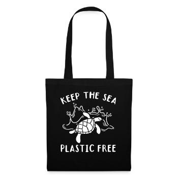 Gardez la mer sans plastique I Tortue de mer - Sac en tissu - noir - Devant