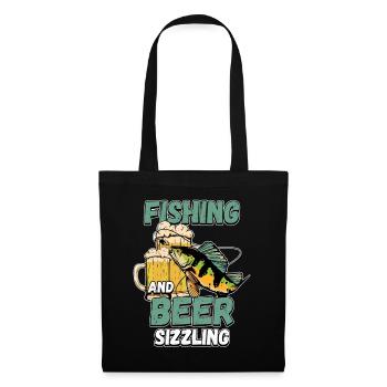 Pêche et bières sifflement pêche Mot à la ligne - Sac en tissu - noir - Devant