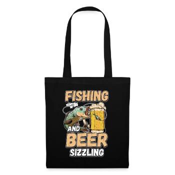 Pêche et bières sifflement pêche Mot à la ligne - Sac en tissu - noir - Devant