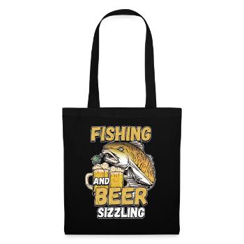 Pêche et bières sifflement pêche Mot à la ligne - Sac en tissu - noir - Devant