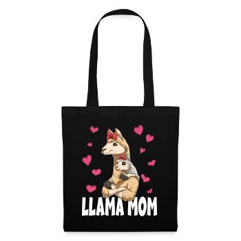Lama Mama Muttertag Mom Mutter Alpaka - Stoffbeutel - Schwarz - Vorne