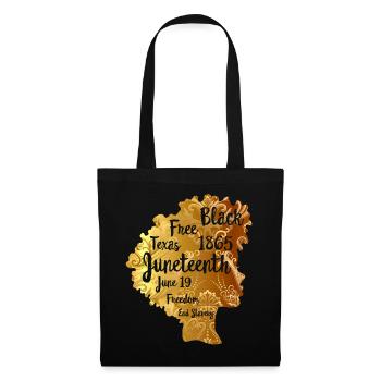 Juneteenth Hemd, Schwarze Frauen Geschenk, Natürliches Haar - Stoffbeutel - Schwarz - Vorne