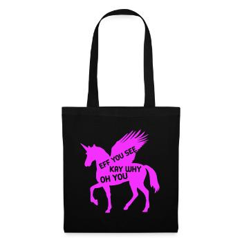 Lustiger Einhorn Spruch Mit Pinken Einhorn - Stoffbeutel - Schwarz - Vorne