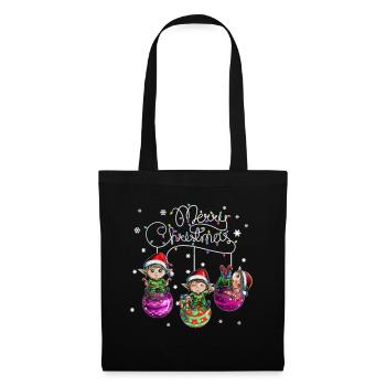 Merry Christmas Elf Christmas Ball Motif - Tote Bag - black - Front