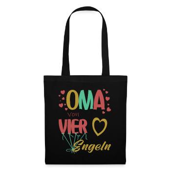 Oma von vier Enkeln / Enkelkindern - Stoffbeutel - Schwarz - Vorne