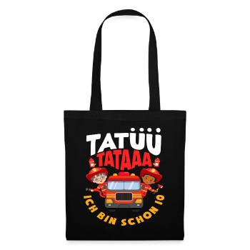 Tatüü TaTaaa 10. Geburtstag Feuerwehr Jungs - Stoffbeutel - Schwarz - Vorne