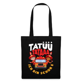 Tatüü TaTaaa 6. Geburtstag Feuerwehr Jungs - Stoffbeutel - Schwarz - Vorne