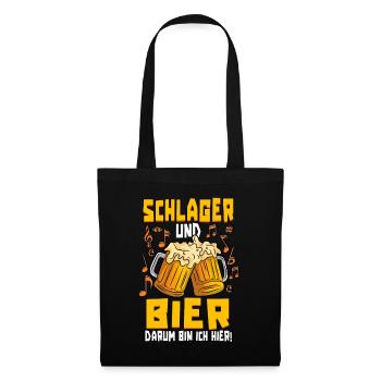 Schlager und Bier darum bin ich hier Schlagerparty - Stoffbeutel - Schwarz - Vorne