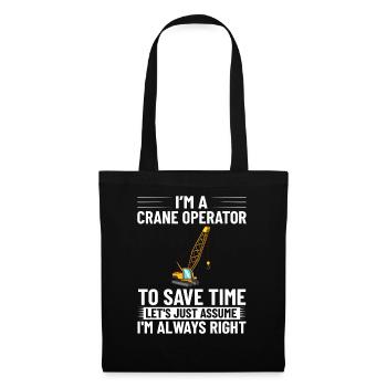 Crane Operator Construction Worker Crane Tower Training - Tote Bag - black - Front