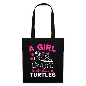 Turtle Girl Cute Turtle - A girl who - Tote Bag - black - Front