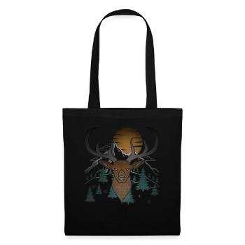 Bois de lune de cerf avec bois de cerf - Sac en tissu - noir - Devant