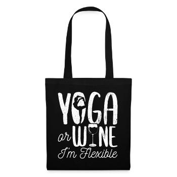 Yoga oder Wein - Ich bin flexibel Yoga & Wein Gesc - Stoffbeutel - Schwarz - Vorne