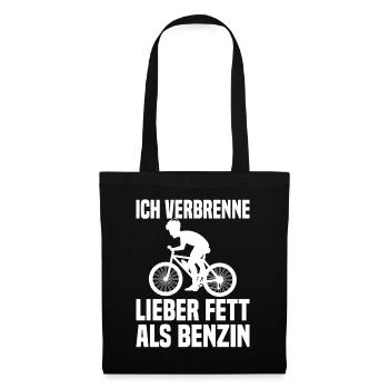 Ich Verbrenne Lieber Fett Als Benzin Radfahrer - Stoffbeutel - Schwarz - Vorne