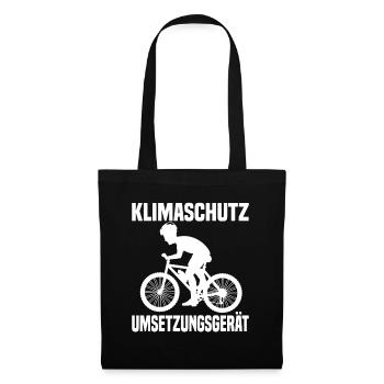 Klimaschutz Umsetzungsgerät Fahrrad Fahren Klima - Stoffbeutel - Schwarz - Vorne