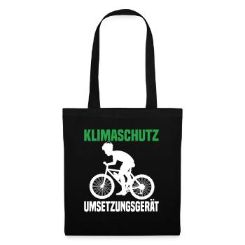 Klimaschutz Umsetzungsgerät Fahrrad Fahren Klima - Stoffbeutel - Schwarz - Vorne