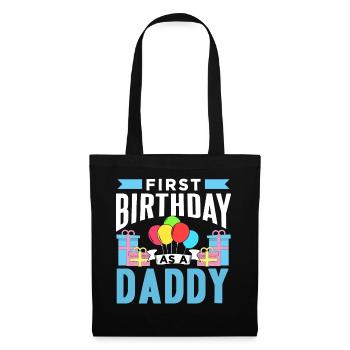 Erster Geburtstag Als Papi Papa Vater Party - Stoffbeutel - Schwarz - Vorne