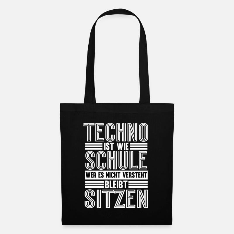 Techno Ist Wie Schule Techno - Stoffbeutel - Schwarz